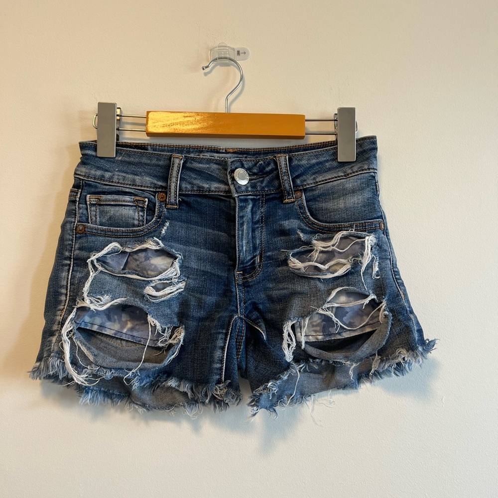 American Eagle Outfitters Ripped Blue Jean Shorts